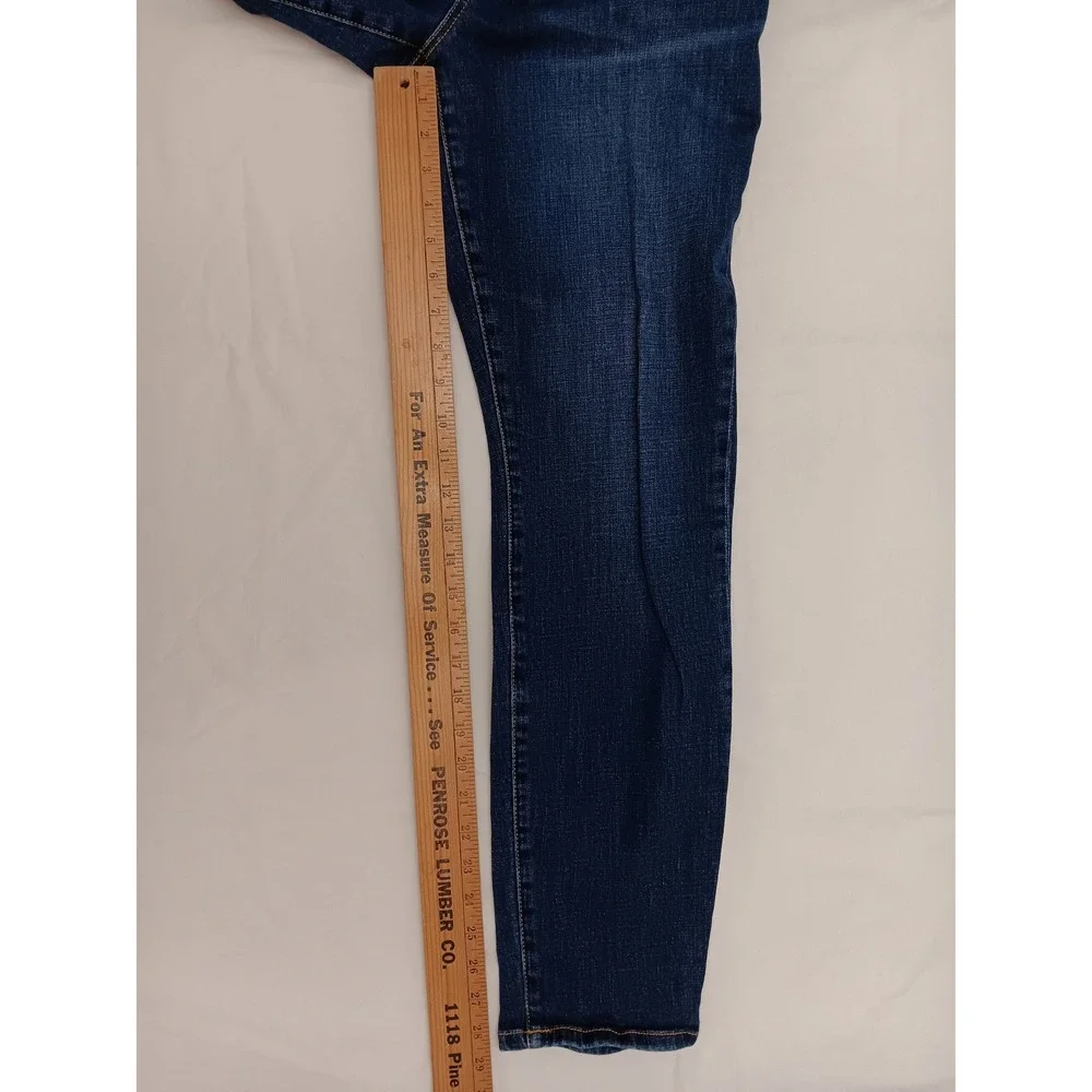 CAbi Women's Blue Denim Button‎ Fly High Rise Skinny Jeans Red Stripe Size 16 - Picture 5 of 16